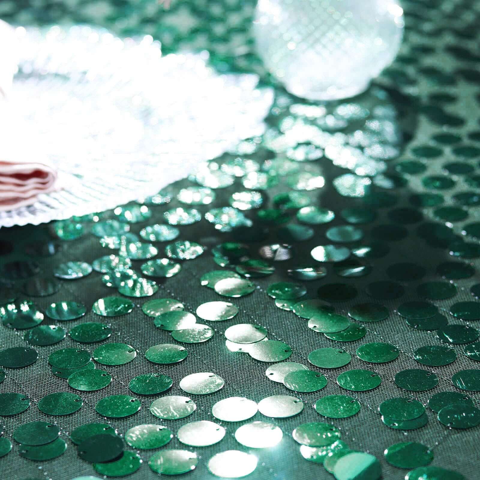 Efavormart 54" x 4 Yards - Payette Sequin Fabric Roll with Mesh Fabric Base for Event Decorations, Wedding Cake, Birthdays, Baby Shower - Hunter Emerald Green