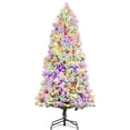 thumbnail image 6 of GAOMON 7.5 Ft Snow Flocked Artificial Christmas Tree, Pre-Lit Hinged Pine Holiday Xmas Tree with 350 LED Lights and Metal Stand, Slim Xmas Tree for Home Office Party Decoration, 6 of 7