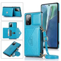Dteck Case for Samsung Galaxy S20 FE 6.5-inch,Luxury Leather Wallet Case Magnetic Flip Card Holder Slots Back Protective Kickstand S20 FE 5G Phone Cover with Shoulder Strap (about 1.4m),Blue