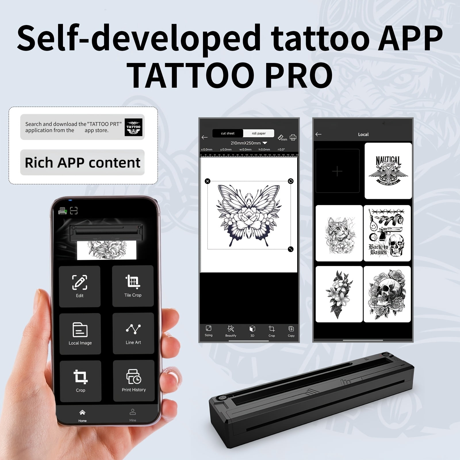 This Versatile Thermal Label Printer Serves Dual Purposes, Allowing You to Print Both Tattoo Transfer Sheets And A4 Documents. It'S User-Friendly And Comes with a Variety of Image Templates