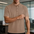 thumbnail image 7 of vdgthytj Mens Short Sleeve Shirts Lapel Collared Button Loose Fitted Pullover Tops Summer Breathable Striped Casual Shirts, 7 of 7