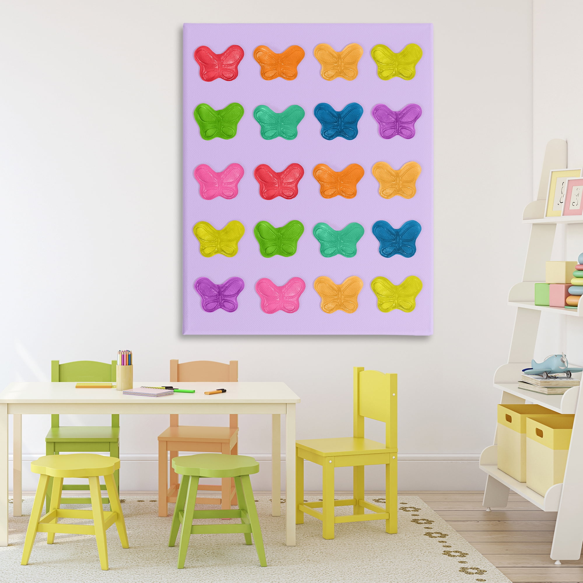 Stupell Industries Colorful Butterflies on Lilac Canvas Wall Art, design by LISH Creative