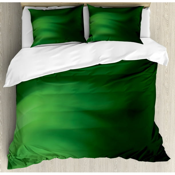 Forest Green Queen Size Duvet Cover Set, Abstract Pattern with Color