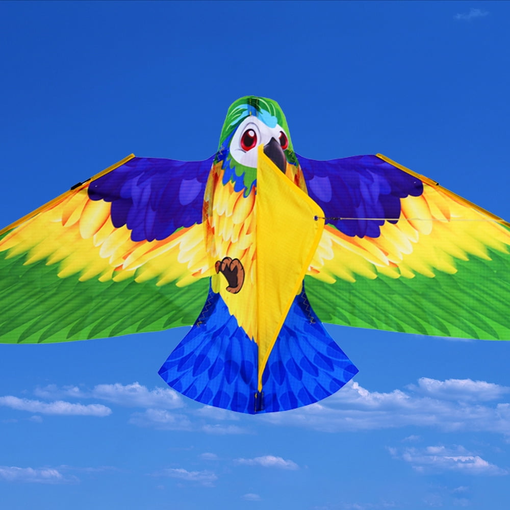NFTIGB Yellow 3D Parrot Kite for Kids and Adults Large Colorful Flying Toy for Outdoor Beach Park Games Beautiful Yellow Animal Kite with String and Handle Easy to Fly Fun Family Activity Summer Gift