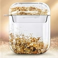 thumbnail image 6 of Nagebee Case for AirPods, Sparkle Flowing Floating Durable Girls Cute Clear Hard Cover Carrying Case Compatible with Apple AirPods 1st/2nd (Gold), 6 of 7