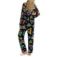 thumbnail image 5 of Tnhcen Women Cozy 2 Piece Pjs Long-Sleeved Button Front Pajama Set Pockets Home Clothes, 5 of 5