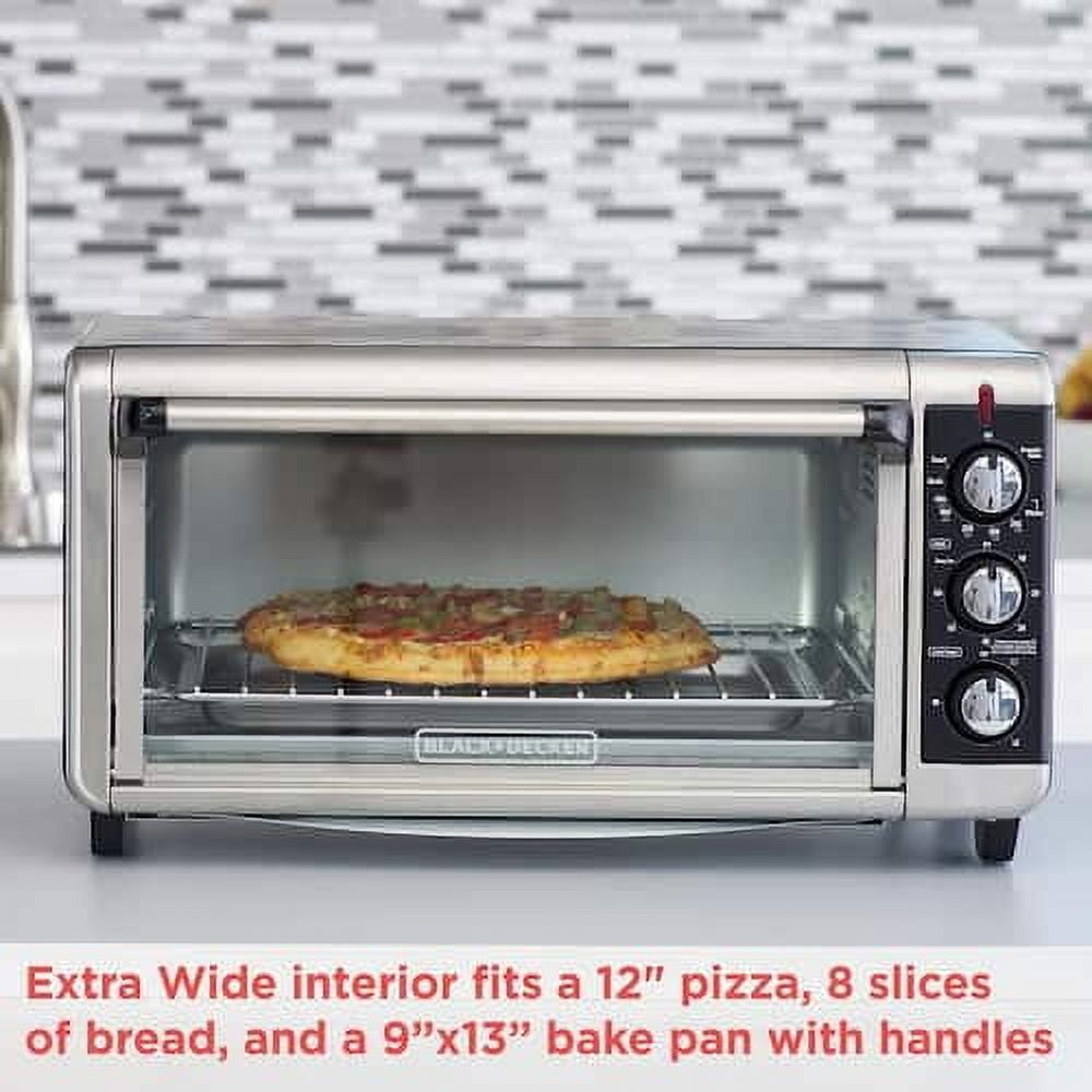 BLACK+DECKER 1500 W 8-Slice Stainless Steel Toaster Oven with Broiler