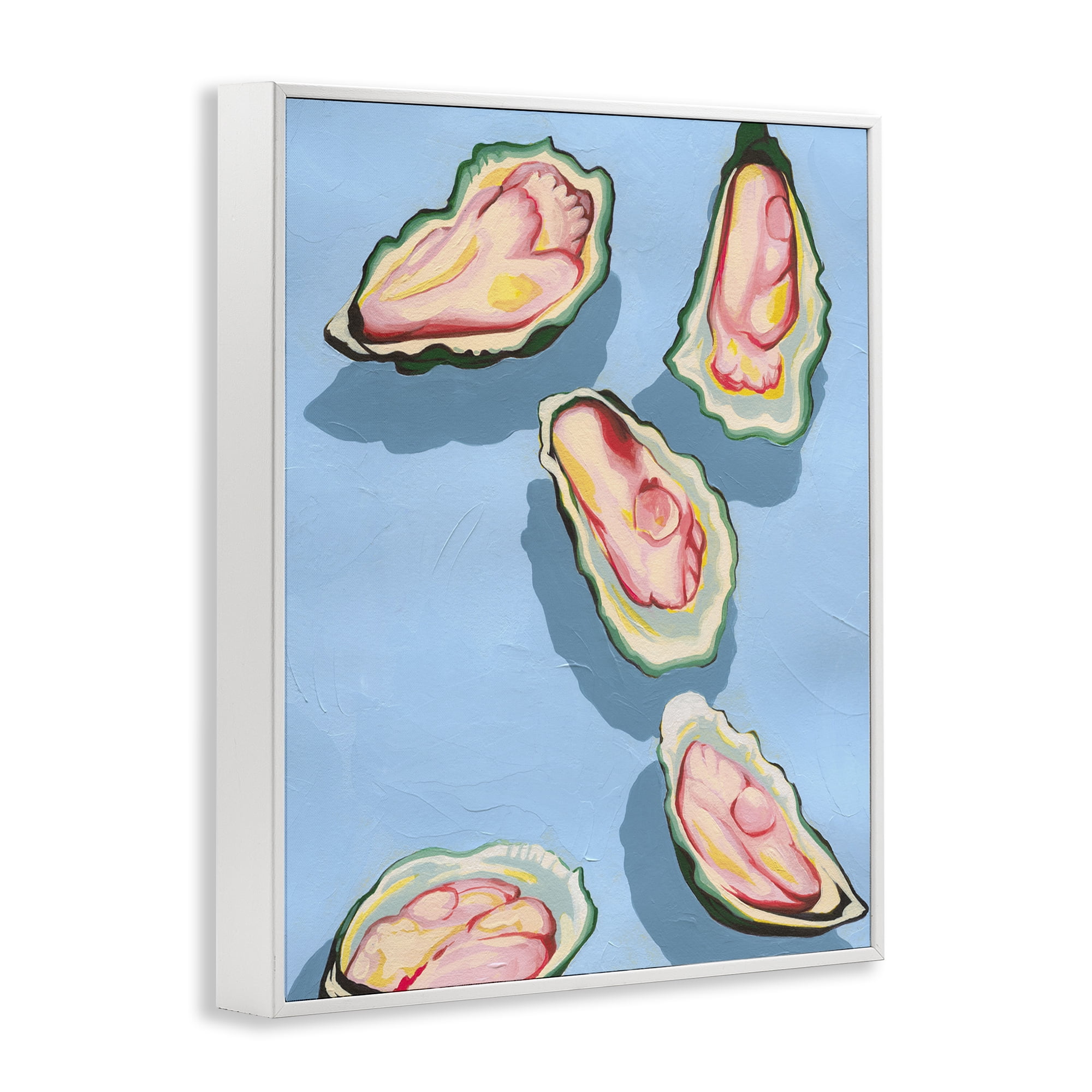 Stupell Industries Bold Oysters on Blue Animals & Insects Painting White Framed Art Print Wall Art, 24 x 30