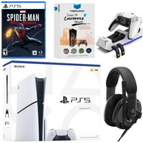 Sony PlayStation 5 Slim Disc Bundle with Spider-Man: Miles Morales, EPOS Headset, Charging Dock and MightySkins Code