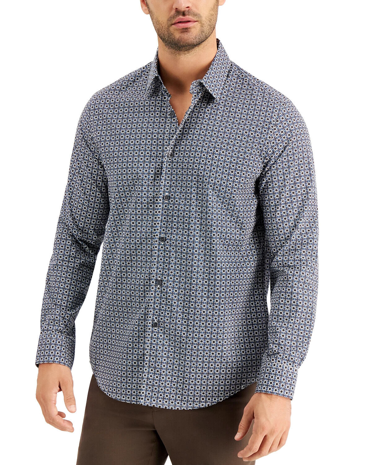 Tasso Elba Men's All Cotton Stretch Medallion-Print Shirt Blue Combo-Size  Small - Walmart.com