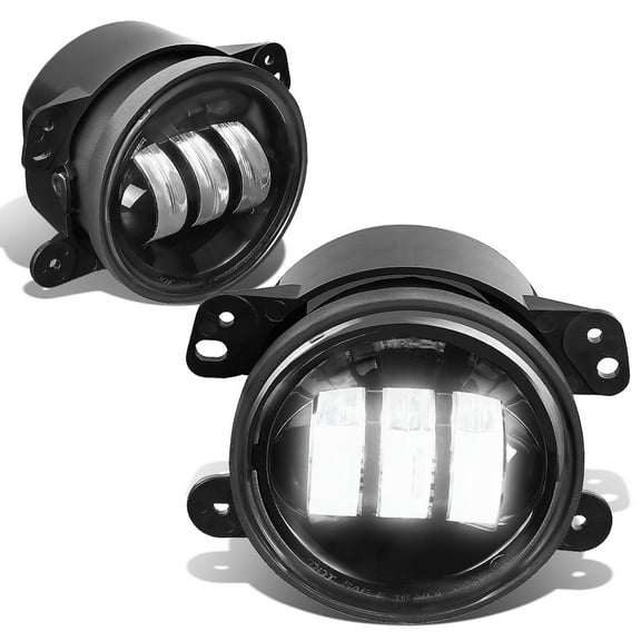 DNA Motoring FL-ZTL-312-CH For 2007 to 2017 Jeep Wrangler JK Grand Cherokee Dodge Charger Journey Pair LED Projector Fog Light 08 09 10 11 12 13 14 15 16