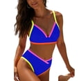 thumbnail image 5 of cocolona Womens High Waisted Bikini Sets V Neck Color Block Two-Piece Swimsuits Vacation Beach Bathing Suit, 5 of 7