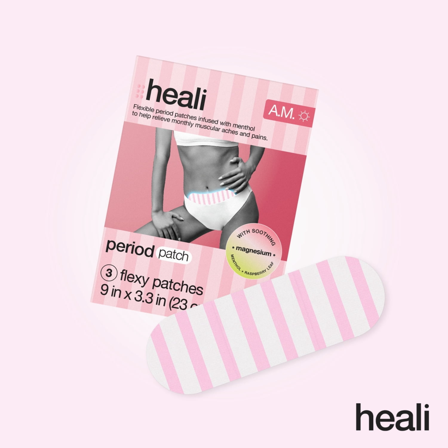 (2 pack) Heali Period Relief Menstrual Cooling Patches for Pain and Cramps, Natural Ingredients, 3 Count