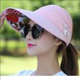 thumbnail image 4 of Advancent Sombrero de verano con cola de caballo para mujer, gorro de sombrilla plegable con flores de perlas, ala ancha y grande, informal, para Deportes acuáticos rosado, 4 of 6