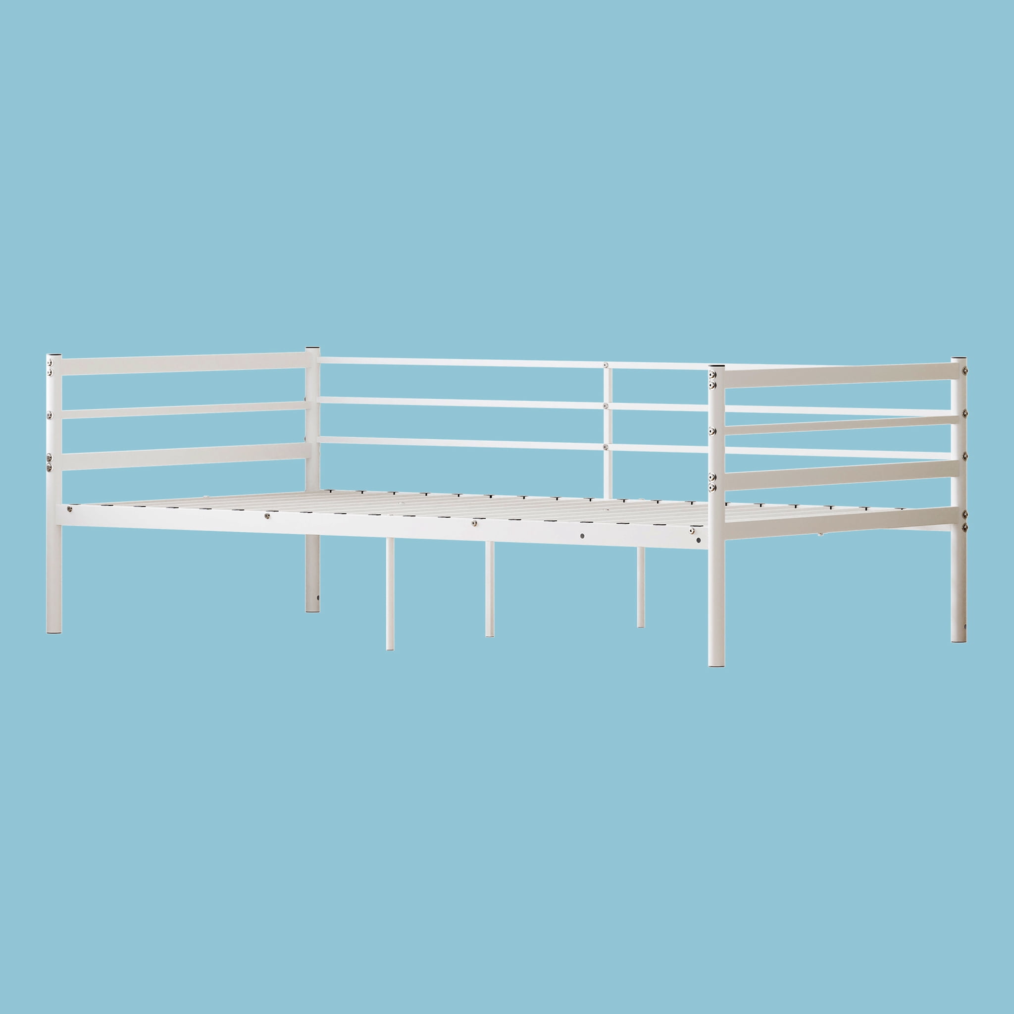 Leumius Twin Size Metal Platform Twin Bed,Heavy Duty Metal Platform,Sturdy and Durable,No Spring Mattress Required,White01