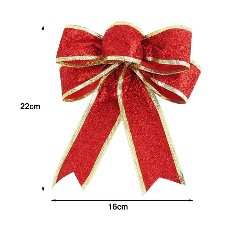 5pcs/pack Glittering Fabric Christmas Ribbon Bow Gift Knot Ribbon Ornaments for Christmas Tree Presents Decoration(Red), Size: 5 Pcs