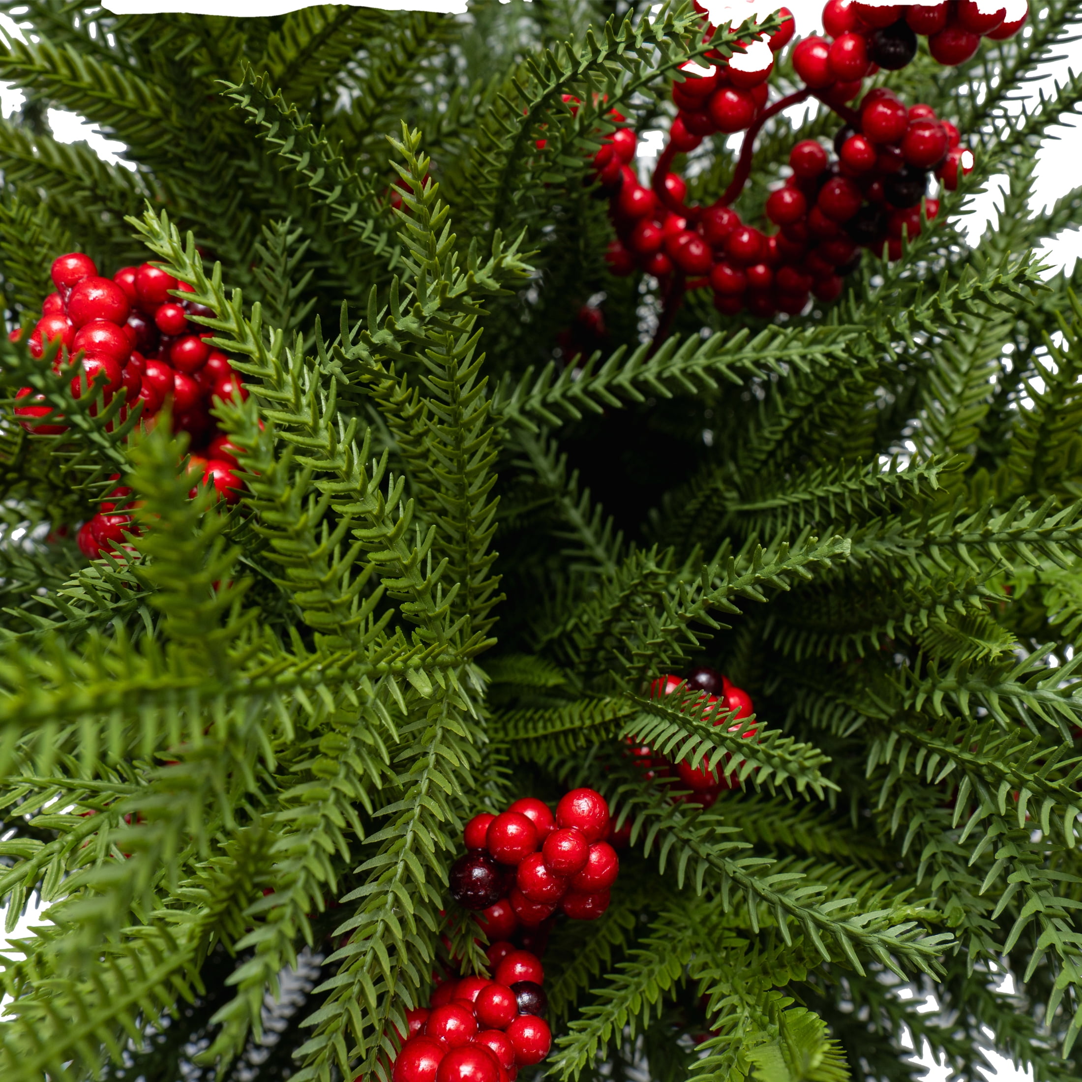 My Texas House Greenery and Berries Christmas Arrangement in Pot, Red/Green/Black, 24"