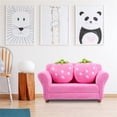 thumbnail image 2 of Pemberly Row Polyurethane Strawberry Kids Armrest Sofa with 2 Pillows in Pink, 2 of 11