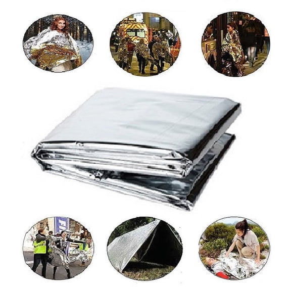 Emergency Mylar Thermal Blanket for Survival First Aid Kits Army Outdoors Hiking Camping Bug Out Trauma Desert All Weather Condition Protection (Silver)