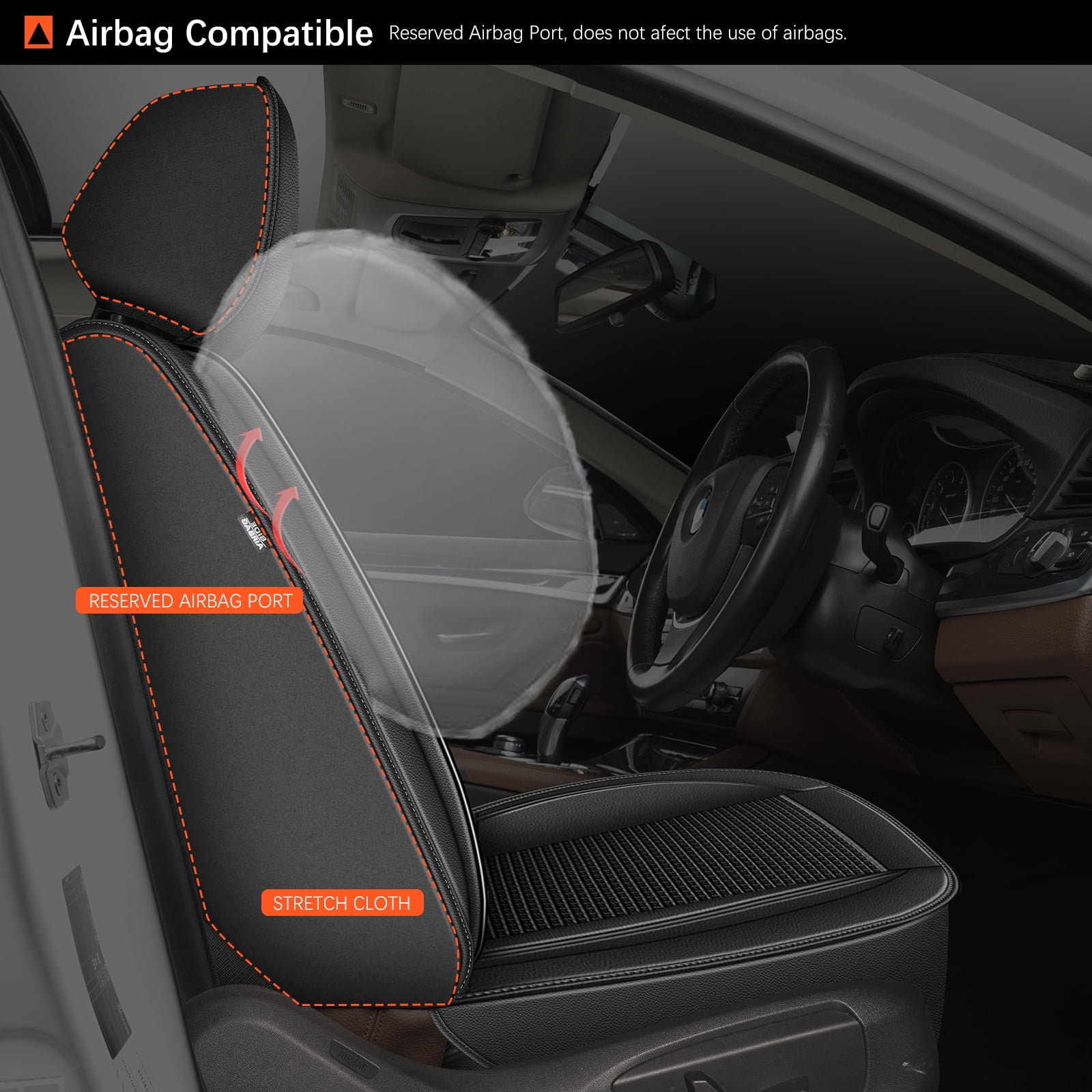 DIKSOAKR Car Seat Cover for Nissan Rogue 2008-2025 2026 Cooling Waterproof Leather Seat Covers Seat Protector Compatible Airbag Black,Front Set( 2 Seats)