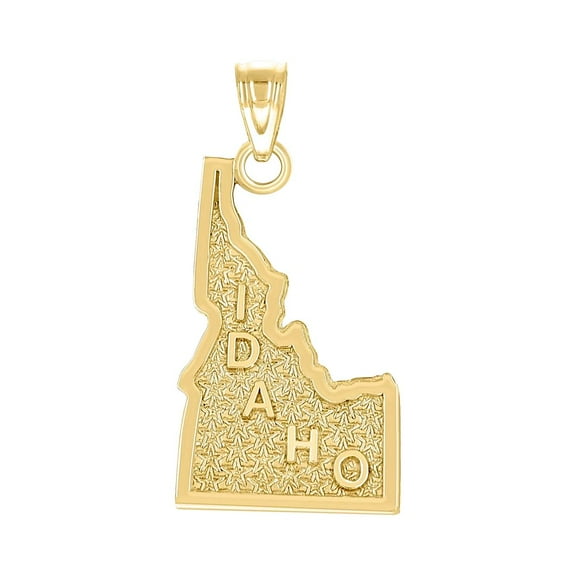 10k Yellow Gold Mens Idaho American State Charm Pendant 24x11.8mm Wide Necklace for Men