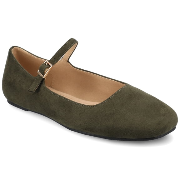 Journee Womens Carrie Buckle Square Toe Mary Jane Dress Flats, Widths Available