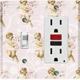 thumbnail image 1 of Metal Light Switch Plate Outlet Cover Romantic Pink Floral Cupid Damask Wallpaper AGL003, 1 of 13
