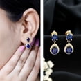 thumbnail image 3 of Rosec Jewels Certified Lab Grown Blue Sapphire Drop Earrings for Women - Teardrop Earrings - AAAA Quality - with Jewelry Box, 10K Yellow Gold, 3 of 8