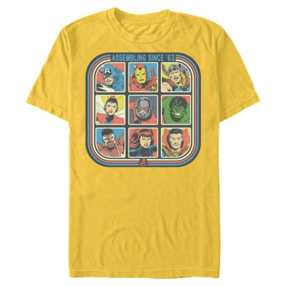 Marvel Avengers 60th Anniversary Assembling Since ’63 Retro- Short Sleeve Blended T-Shirt for Adults - Customized-Yellow