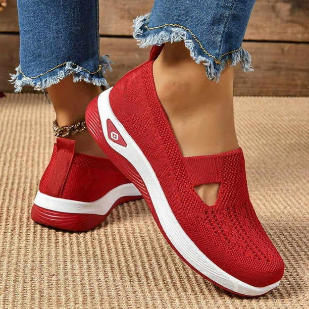 Chaussures Orthopédiques Confortables Pied Large Pour Femmes - Souples Respirantes Tissées à Enfiler - Marche Quotidienne