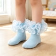 thumbnail image 7 of Princess Style Frilly Lace Ruffle Ankle Socks Comfort Cotton Turn Cuff Socks for Girls Various Occasions(Light Blue,XXS), 7 of 7