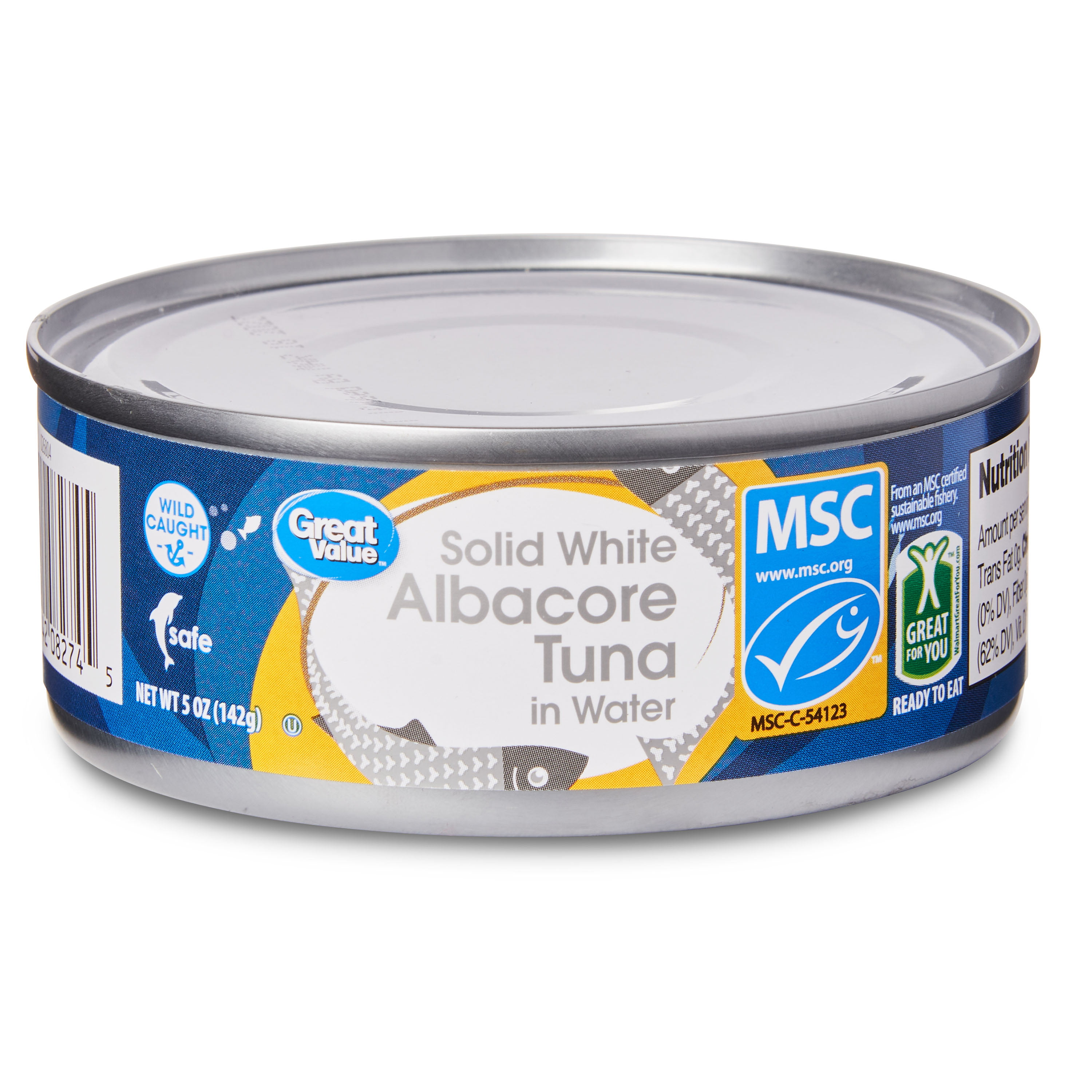Great Value Premium Wild Caught Solid White Albacore Tuna in Water, 5 oz