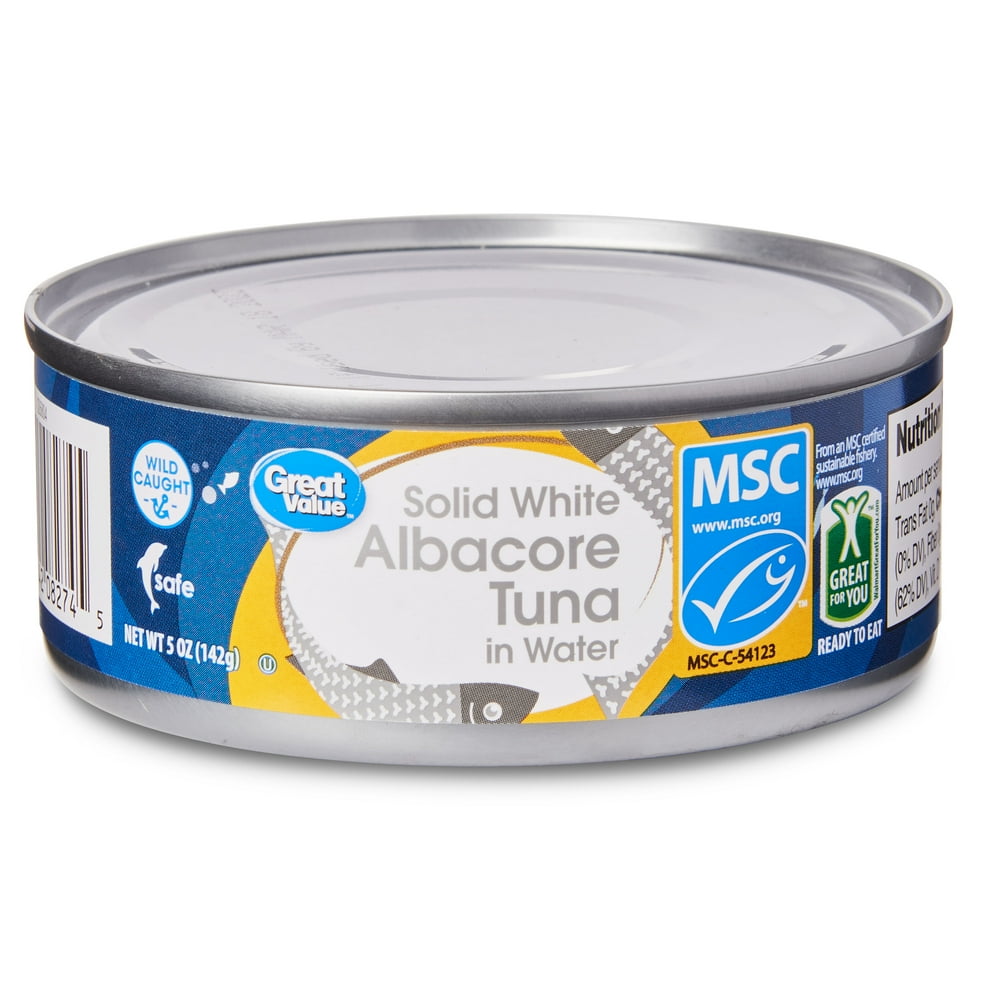 Great Value Premium Wild Caught Solid White Albacore Tuna in Water, 5 ...