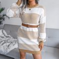 thumbnail image 4 of Robe Chandail Tricotée Classique pour Femmes Automne Hiver Élégante Col Rond Manches Longues Midi, 4 of 7