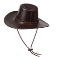thumbnail image 4 of MOJOGO Men and Women's Cowboy Hat Faux Leather Hat with Wide Brim Outdoor Sun Protection Rolled-up Fedora Brown M, 4 of 7
