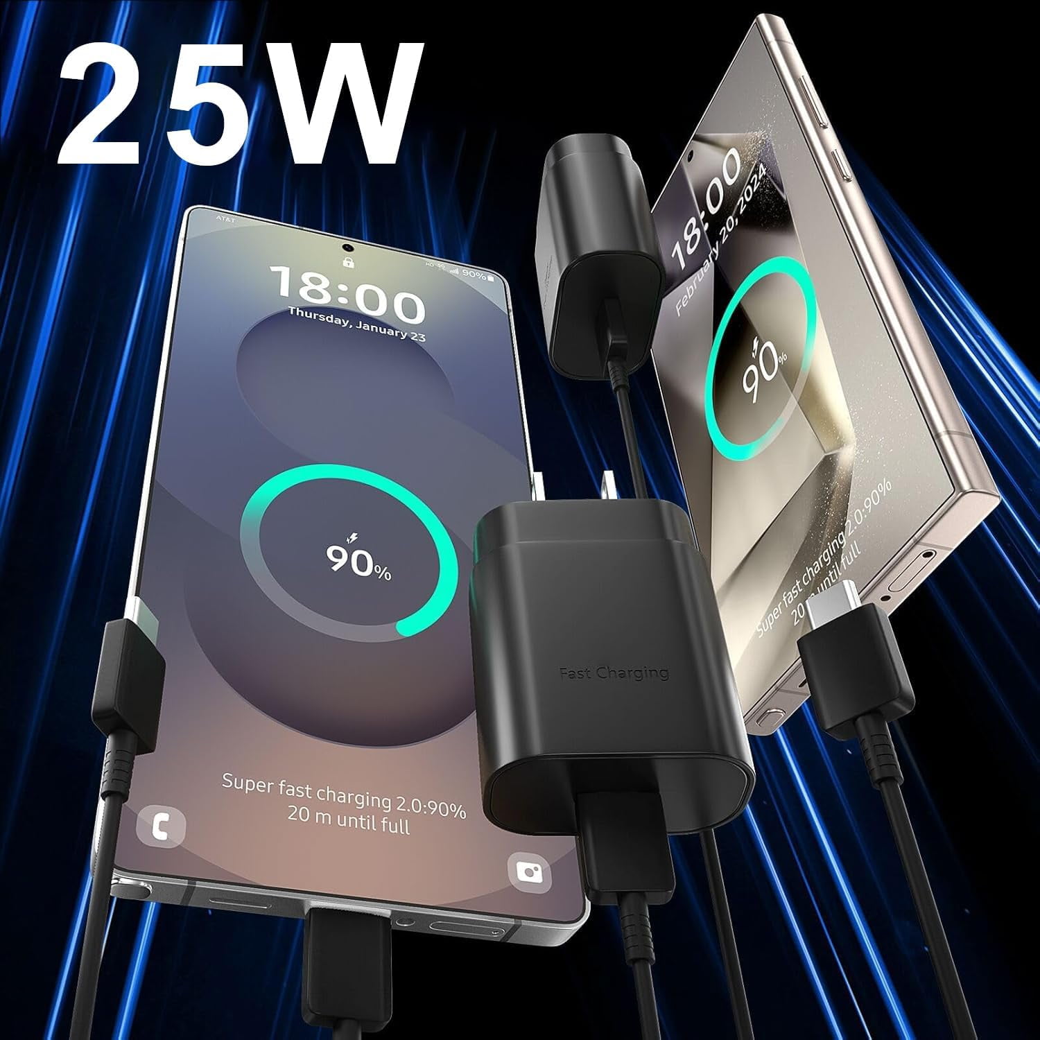 45 W USB C Charger Block,Super Fast Charge Type-C Adapter, USB Wall Charger for Samsung S22/22 +/S21/S20, and More. (Black) (609)