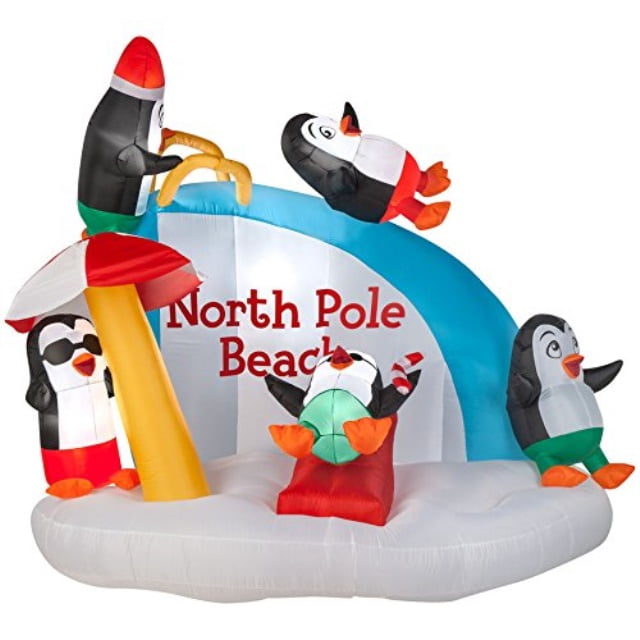 gemmy airblown inflatable penguins on vacation having fun