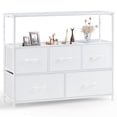 thumbnail image 2 of CONCETTA TV Stand Dresser with 5 Fabric Drawers and Open Shelving, Multi-functional Storage Unit Fits TV up to 45 inches for Bedroom Living Room Hallway, White, 2 of 10