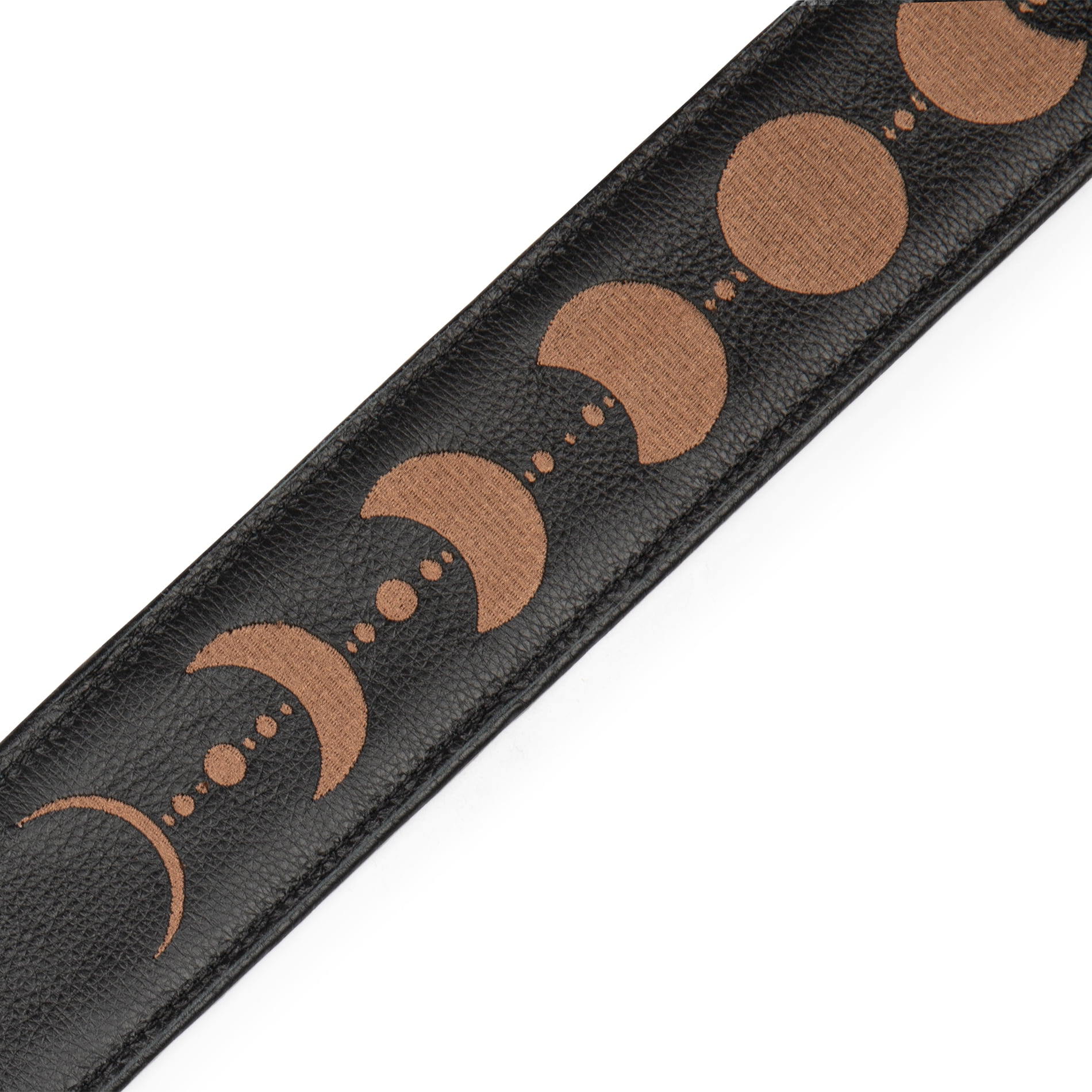 Levy's 2.5" Black Garment Leather Guitar Strap Brown Moon