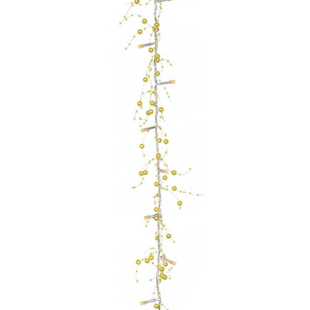 Vickerman 6.5' Prelit LED Yellow Beaded Artificial Christmas Garland - Amber Lights
