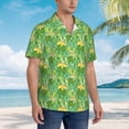 thumbnail image 3 of Sikiie Cartoon Frog And Lotus Leaf Print Men's Hawaiian Shirt, Summer Beach Button Pocket Short Sleeve T-Shirt,Large, 3 of 7
