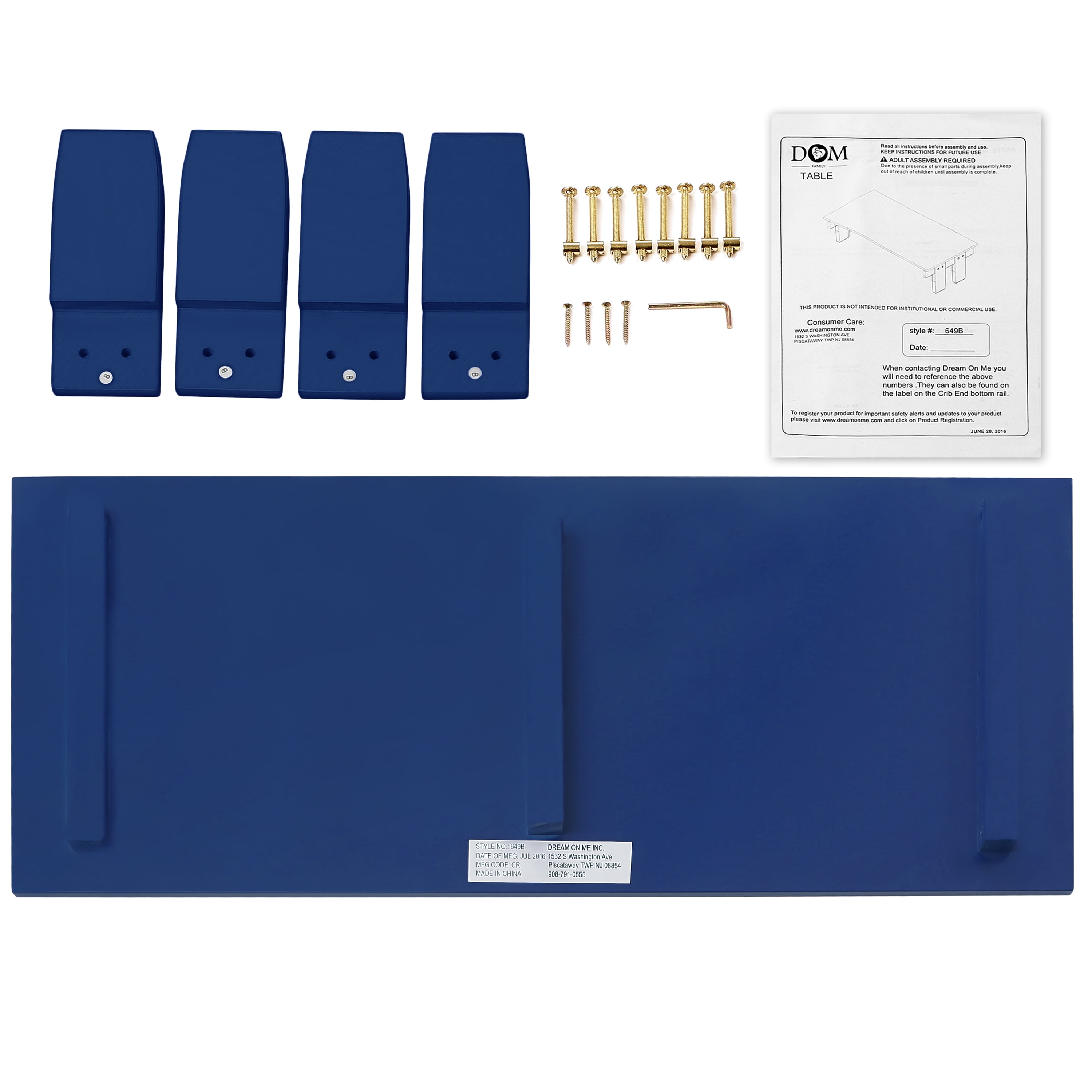Dream On Me 3 in 1 Toddler Bed Convertible Kit, Dark Blue