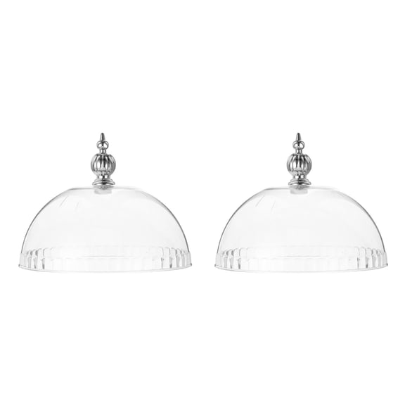 WORGEOUS 2pcs Transparent Cake Dome Plastic Cloche 6.8 Inch Charcuterie Dome Cheese Dome Clear Cake Stand Lid For Food Presentation Protection Parties Butter Platter
