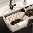 thumbnail image 4 of Hanging Kitchen Colander with Handle, Retractable Sink Drain Basket - Space Saving Strainer for Pasta Fruit and Vegetable Washing (Beige), 4 of 9