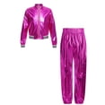 thumbnail image 3 of HULIJA Boys Metallic Bomber Jacket and Pants Modern Jazz Dance Clothing Set Hip Hop Dancing Outfits Hot Pink 14, 3 of 7