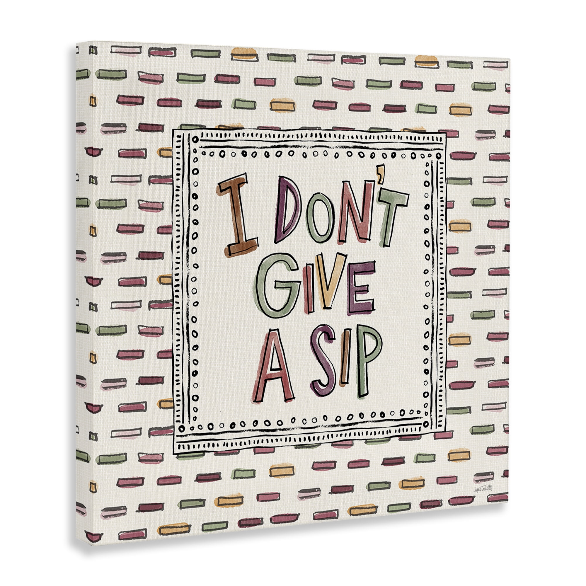 Stupell Industries Wine Sip Sentiment Food & Beverage Painting Wrapped Canvas Art Print Wall Art, 36 x 36