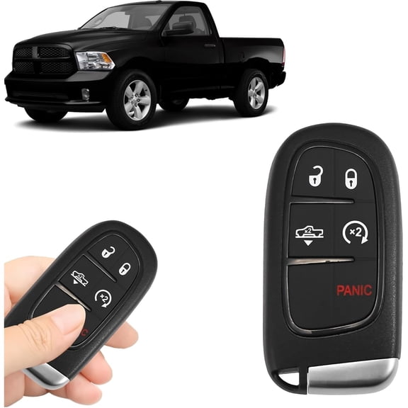 Replacement Keyless Entry Remote Car Key Fob 433MHz for for Ram 1500 2500 3500 (2013-2019) Air Suspension Truck (2013-2018) 5-Button 46 Chip with 4 1 Keys