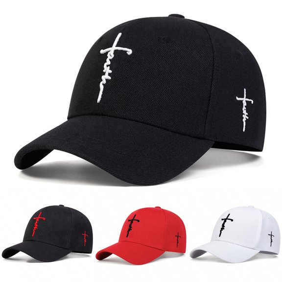 Unisex Cross Embroidered Baseball Cap Adjustable Breathable Casual Sun Hat Jesus Faith Design for Outdoor Sports
