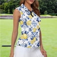 thumbnail image 2 of Garronmavis Women's Golf Shirt Zip Casual Tennis Shirts Sleeveless Collared Shirts Workout Athletic Tops Casual Work Womens Fruit Print Golf Shirt, Italian Lemon Print, Size L, 2 of 7