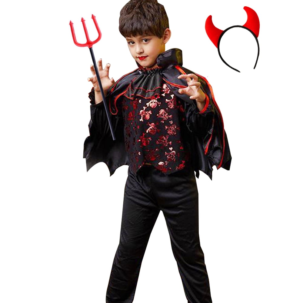 Atosa Costume Da Vampiro Per Bambini 5-6 Anni - Tuta E Mantello Nero - Ideale Per Halloween